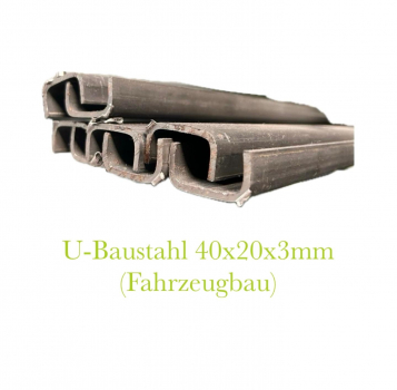 Preview: U-Baustahl 40x20x3mm S235JR EN10162 (Fahrzeugbau)